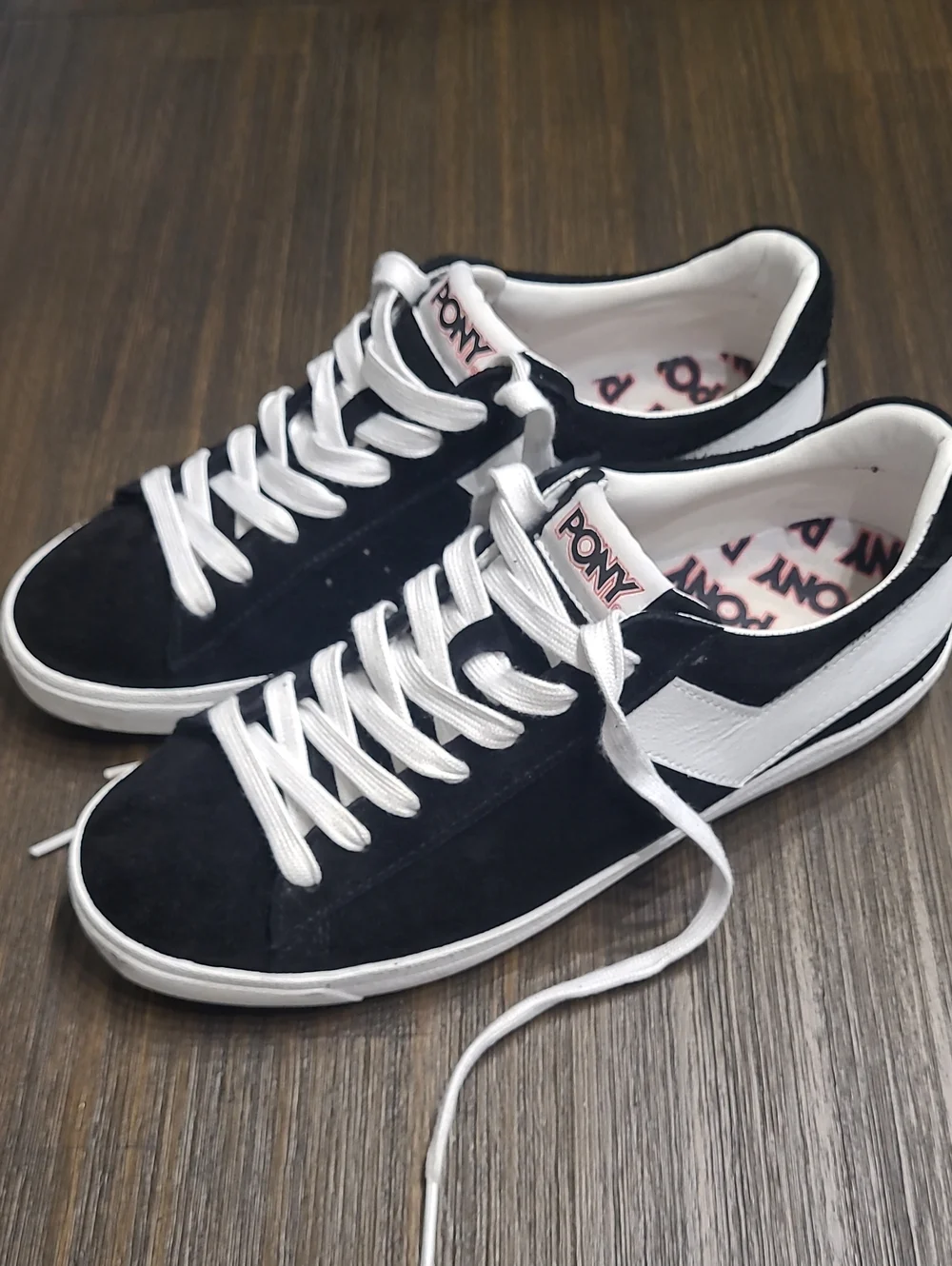 Pony Men’s Low-Top Suede Sneakers in Black and White